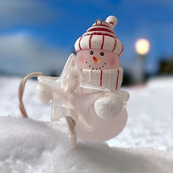 Department 56 Light Up Snowman Ornament With Star Chaser Boxed Acrylic Frosted. - Picture 14 of 16